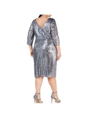 Silver Sequin V-Neck Cocktail Dress
